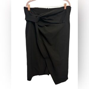 Zara Black Midi Skirt with Knot Detail